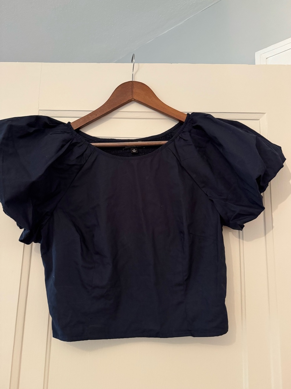 JCREW Women’s Navy Puff-Sleeve Top